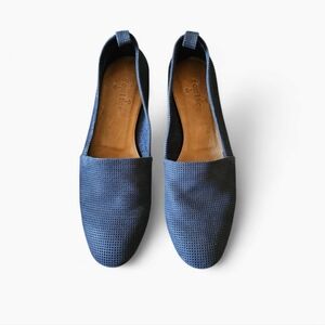 Coclico Blue Perforated Suede Loafer Flats